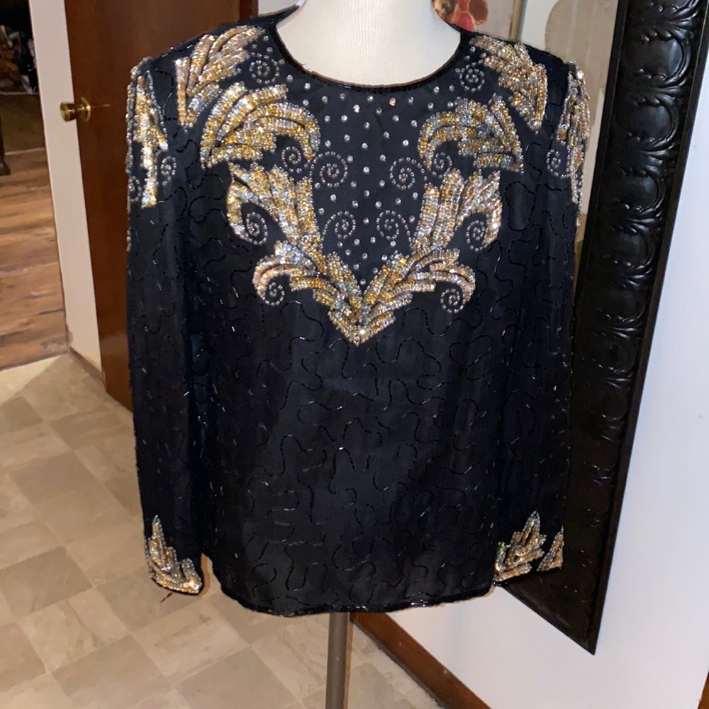 Vintage sequin Laurence Kazar blouse